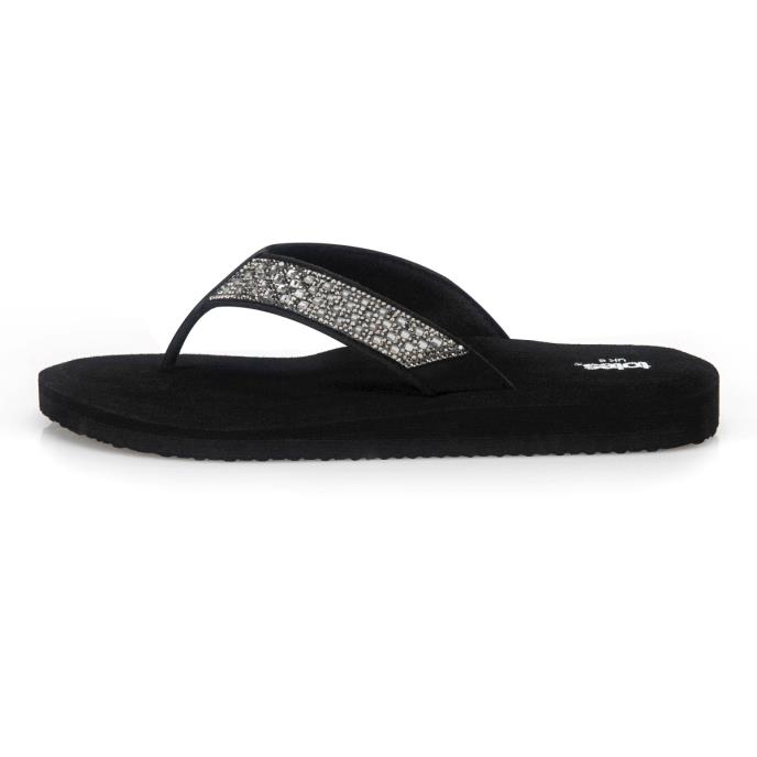 totes® Ladies Beaded Wedge Flip Flop Black  Extra Image 3